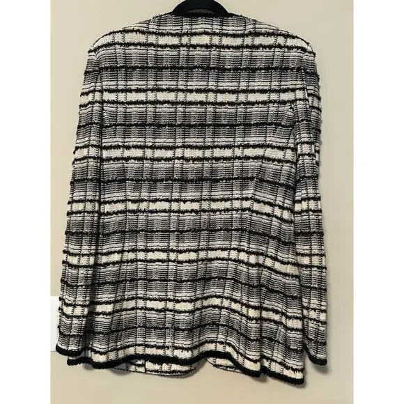 BEAUTIFUL St John collection knit jacket black white gold suit blazer size 14 - Picture 3 of 10